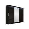 KLEIDERSCHRANK Aston I, mit RGB LED Beleuchtung - Silberfarben/Schwarz, Holzwerkstoff/Kunststoff (250/215/58cm) - MIRJAN24