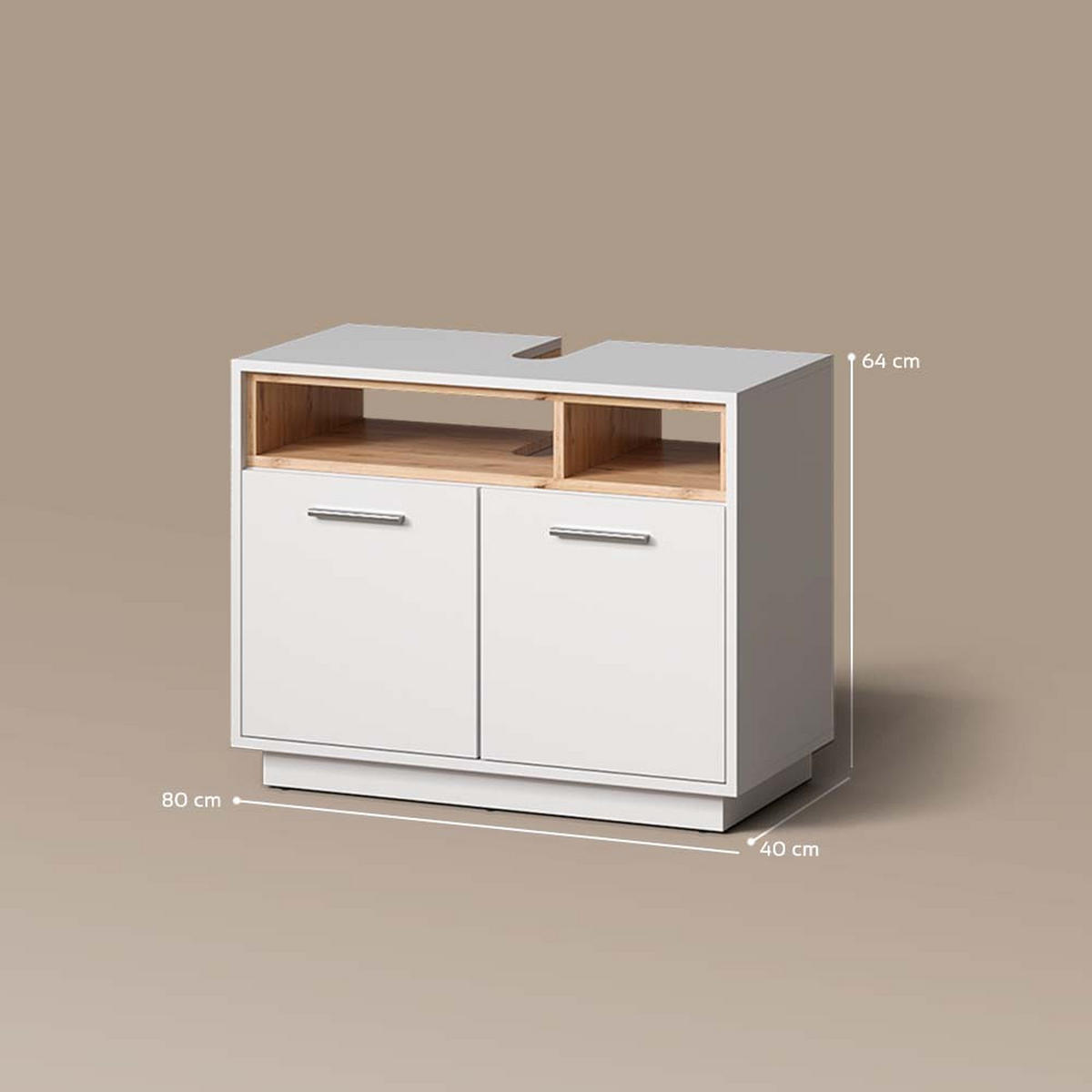 WASCHBECKENUNTERSCHRANK Temo Weiß 80 x 64 cm - Weiß, Holzwerkstoff (80/64/40cm) - Livinity®