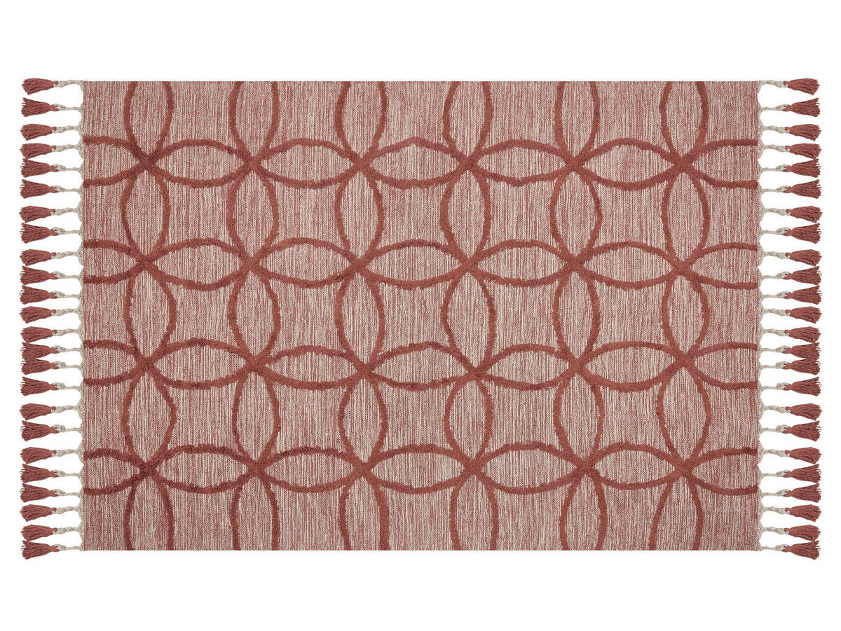 KURZFLOR-TEPPICH Kirsehir 200/140 cm - Rot, Textil (140/200cm) - Beliani