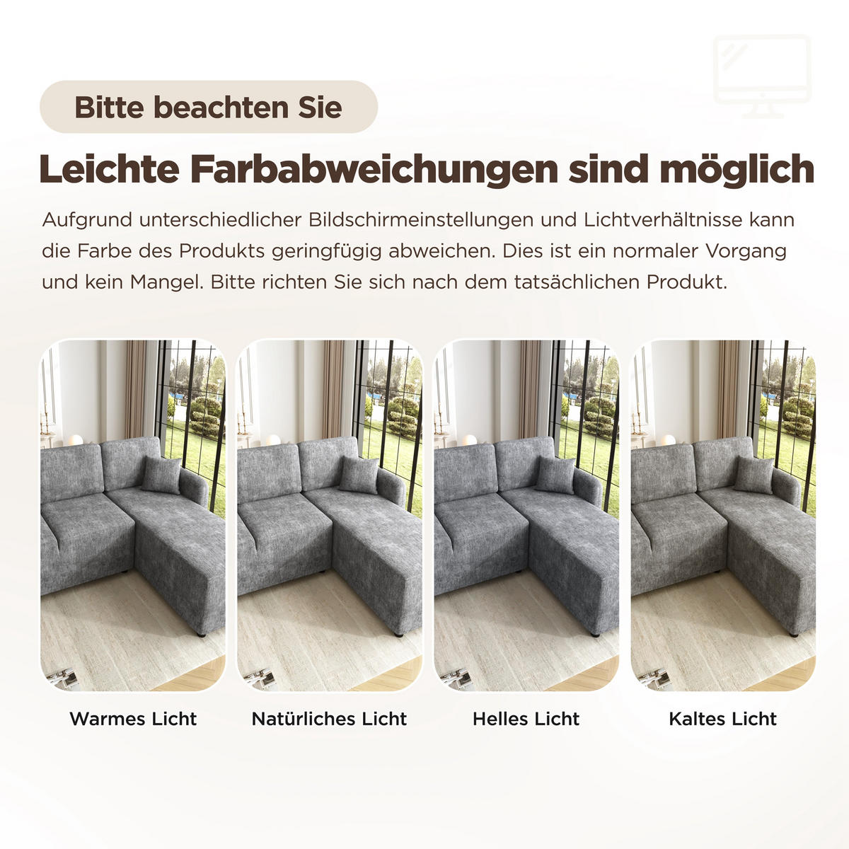 ECKSOFA 187.5/144/85.5 cm Grau Chenille mit 2 Kissen - Grau, Holz/Textil (187.5/144cm) - Oxeza