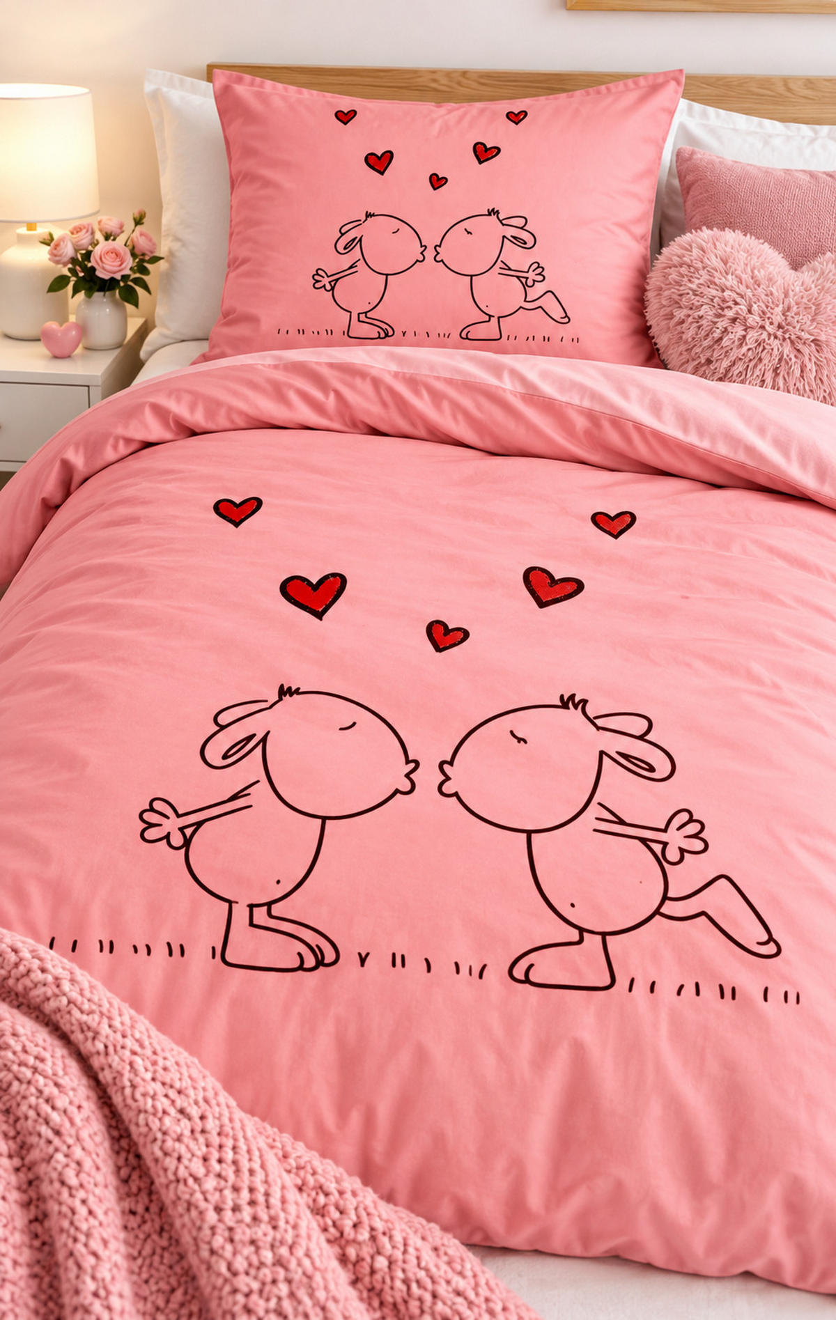BETTWÄSCHE 2 tlg. Garnitur in Rosa 135x200 cm - Rosa, Textil (135/200cm) - TiborTex
