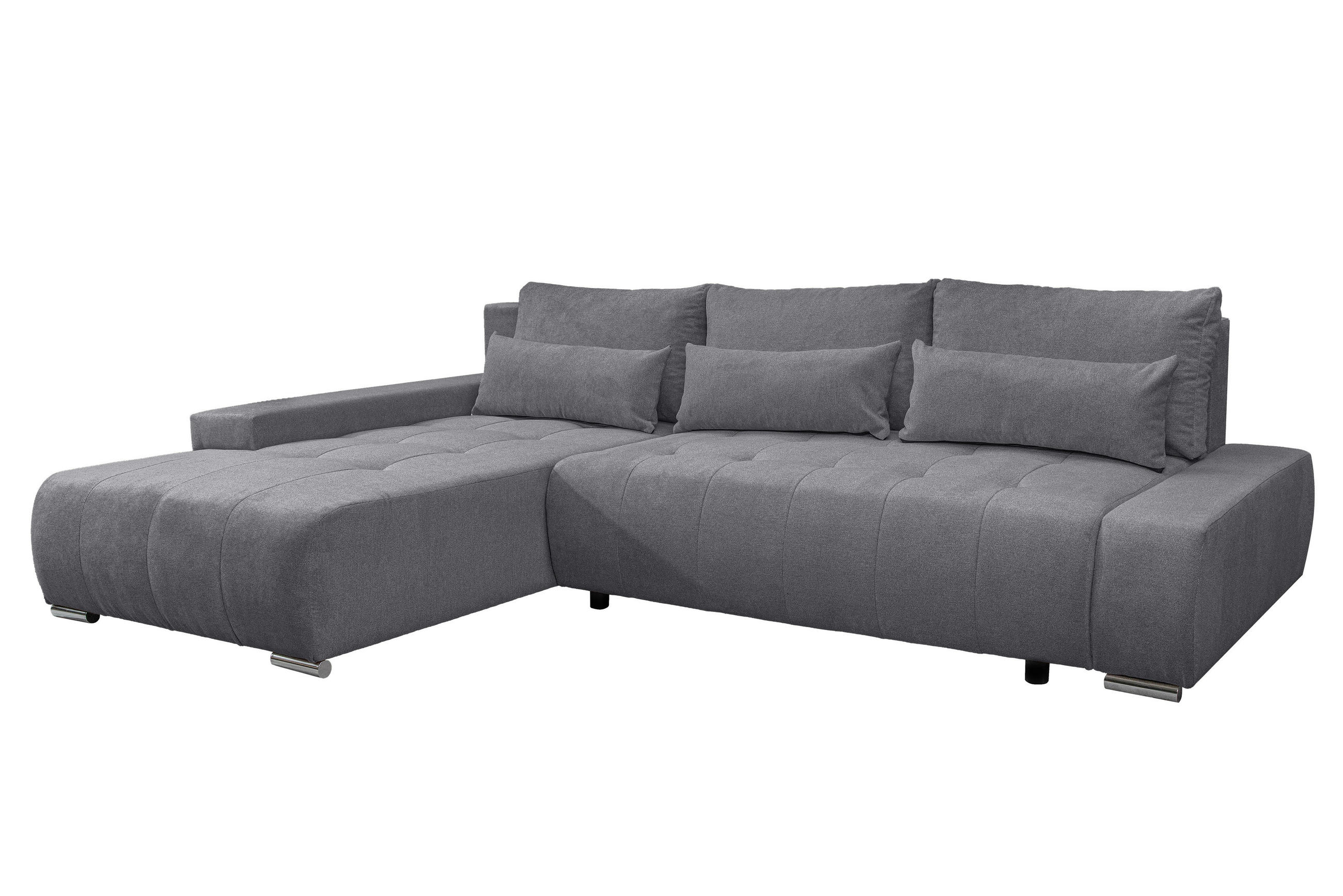 ECKSOFA Bloom mit Bettkasten und Schlaffunktion L-Form - Grau, Textil (267/185cm)