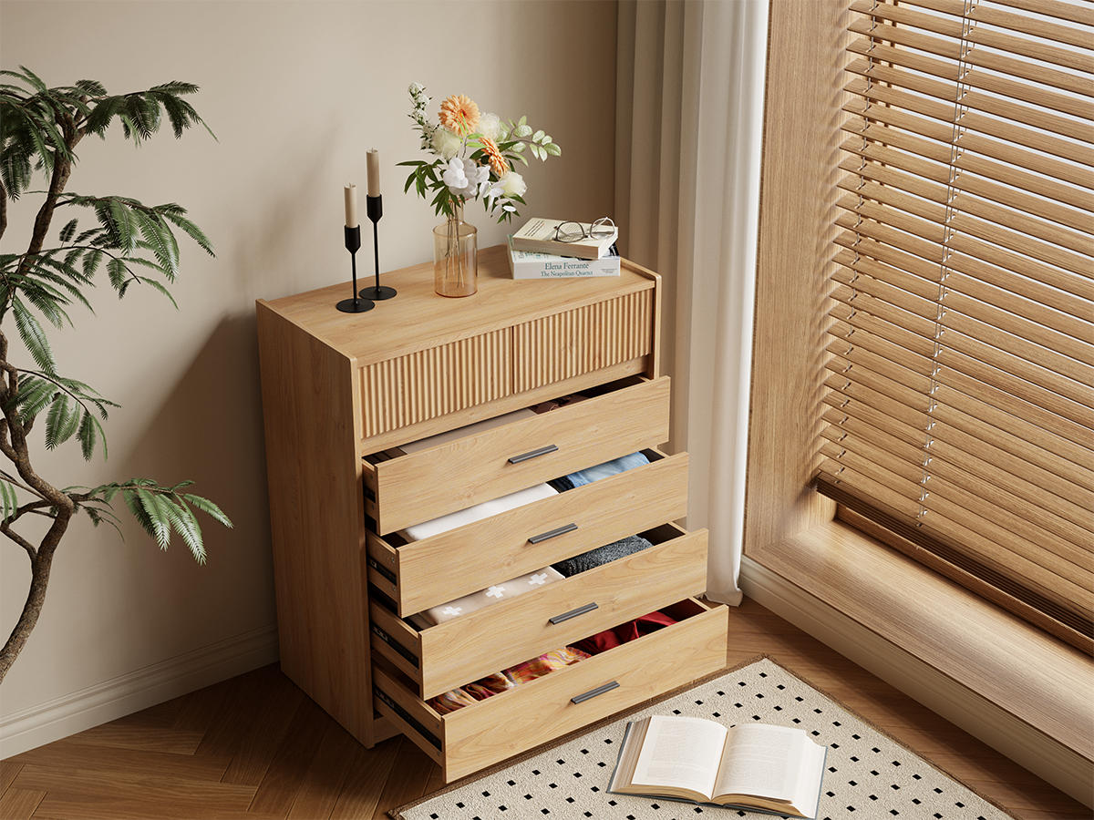 KOMMODE in 74/90/40cm-DG1 - Naturfarben, Holzwerkstoff/Metall (40/90/74cm) - HOMAVO
