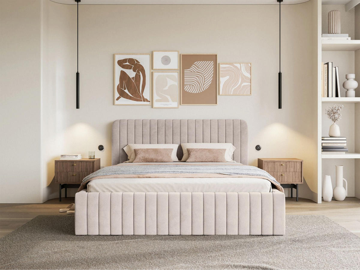 POLSTERBETT Saliano Grau-Beige 180x200 cm - Taupe, Kunststoff/Textil (180/200cm) - Selsey