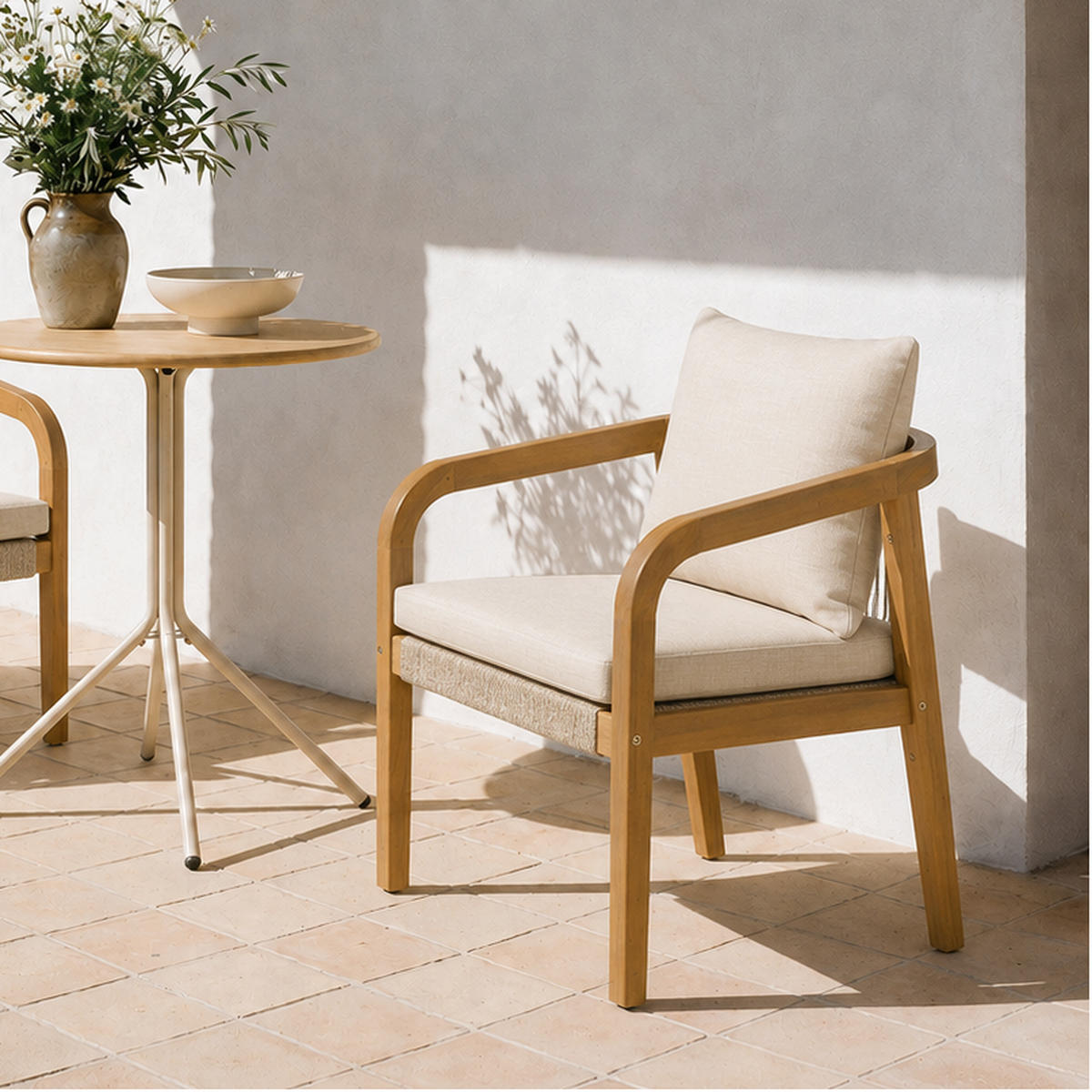 STUHL 2er-Set Massivholz Beige - Beige, Holz (51/88/61cm) - Nordlys