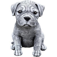 STEINFIGUR Boxer Welpe, frostfest, massiver Steinguss - Grau, Stein (12/16/16cm) - stoneandstyle