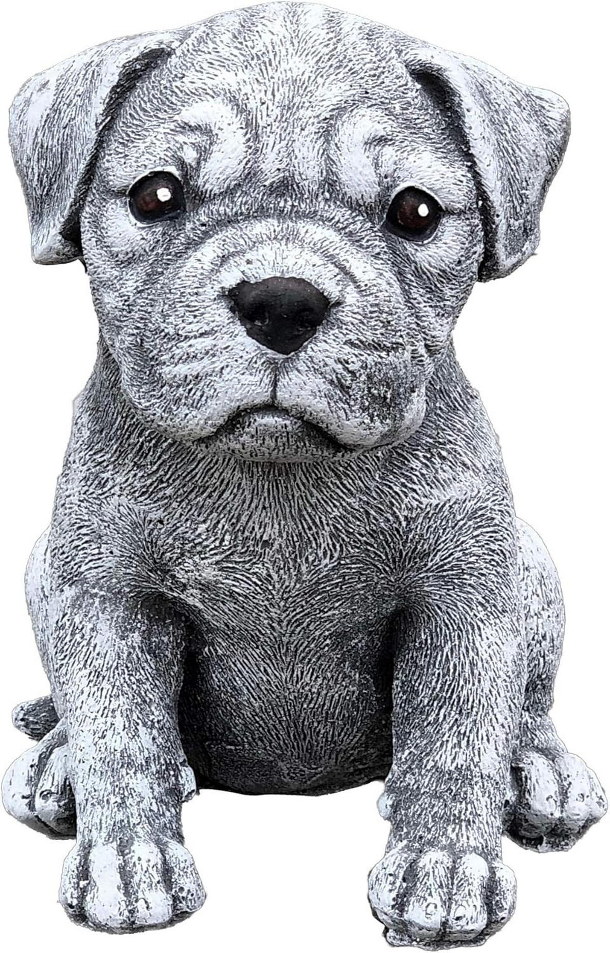 STEINFIGUR Boxer Welpe, frostfest, massiver Steinguss - Grau, Stein (12/16/16cm) - stoneandstyle
