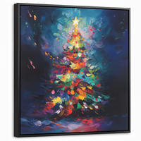 LEINWAND Bilder mit Rahmen - Weihnachtsbaum - Weihnachten - Abstrakt - Farbenfroh - 50x50 - Multicolor, Textil (50/50cm) - MuchoWow