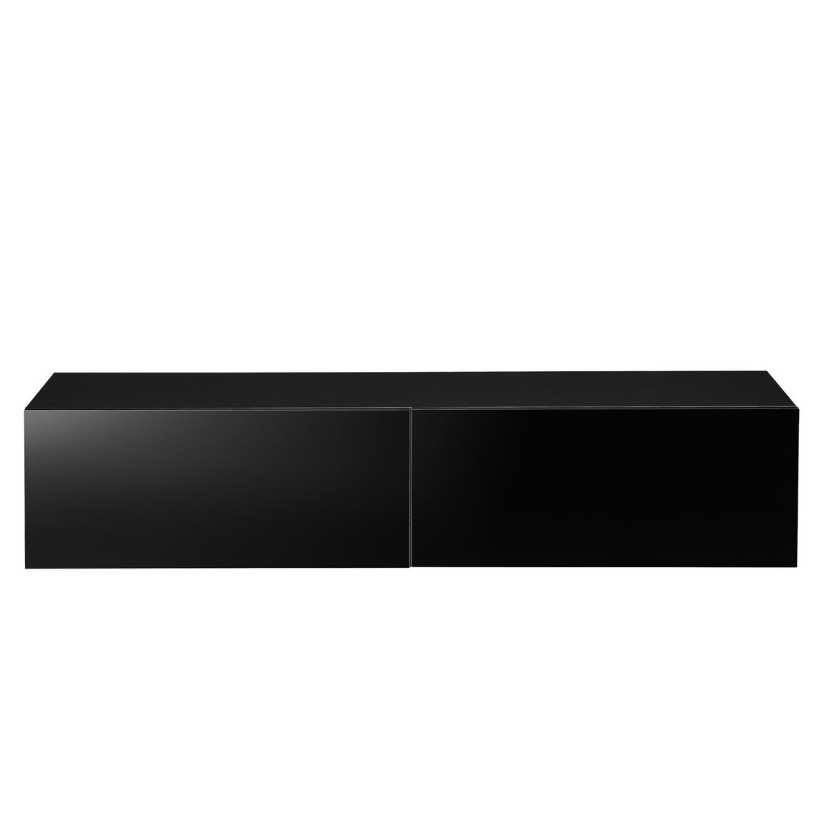 HÄNGELOWBOARD Evaton - Schwarz Hochglanz, Holzwerkstoff (140/30/33cm) - [en.casa]