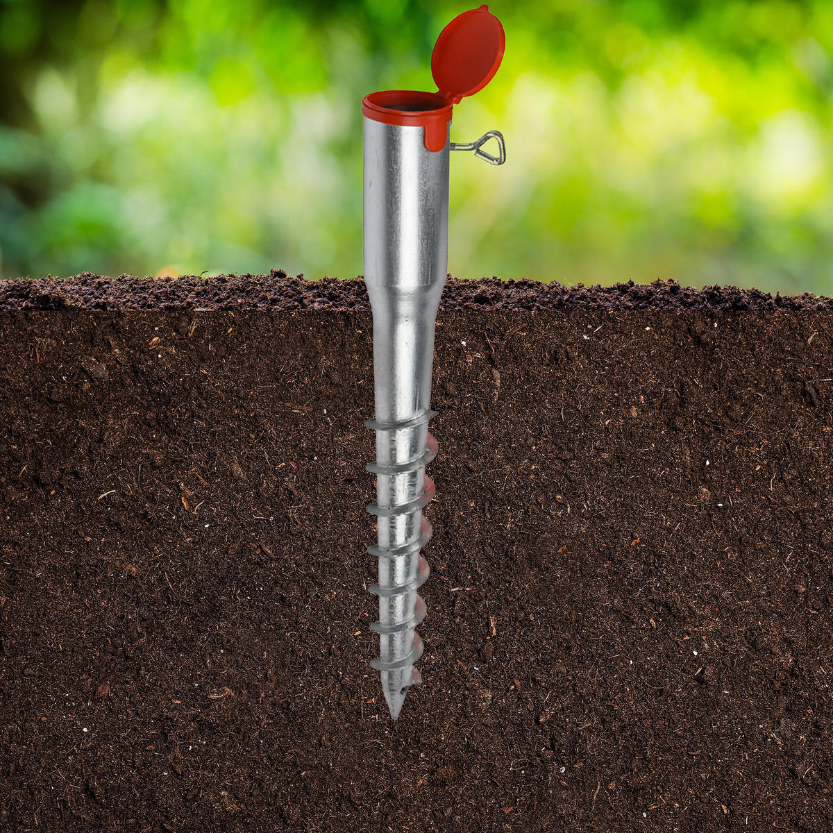 BODENHÜLSE - Silberfarben, Kunststoff/Metall (7/55/7cm) - Relaxdays