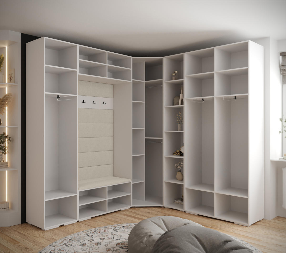 GARDEROBEN-SET 236,7/231,7/47 - Goldfarben/Weiß, Holz/Kunststoff (181.7/236.7/47cm) - Abiks Möbel