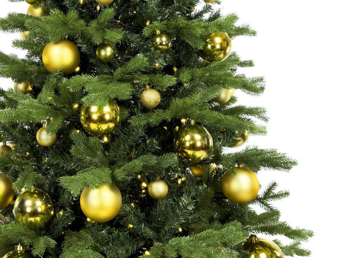 WEIHNACHTSBAUMSCHMUCK-SET GOLDWEIHNACHTEN 73-teilig, für Weihnachtsbäume 120–210 cm, inkl. Aufbewahrungsbox - Champagner/Goldfarben, Kunststoff/Textil (55/50/75cm) - LAALU