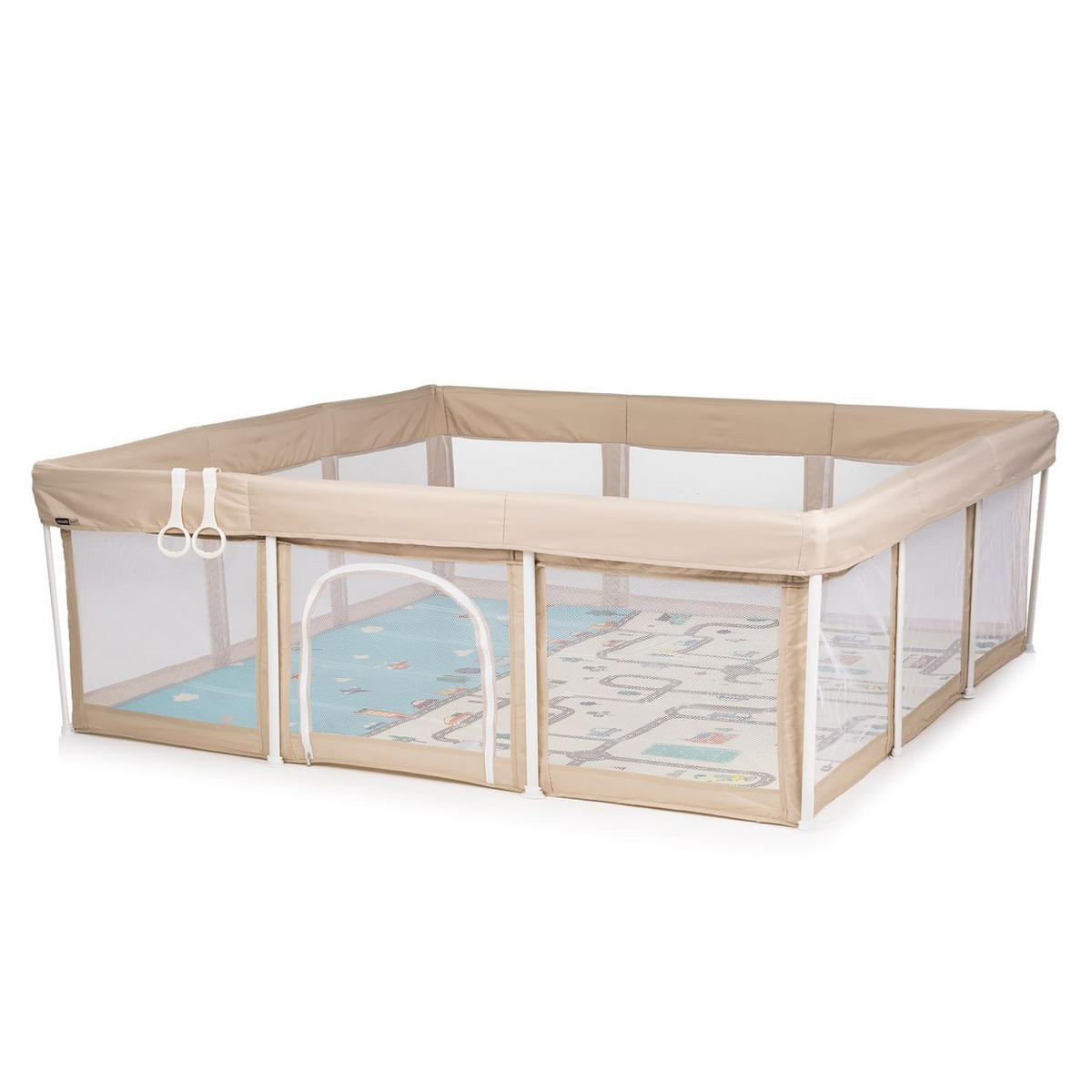 LAUFSTALL Easy beige 180 x 180 cm, Tasche, 2 Ringe, faltbar, Schlupfloch, Reißverschluss - Beige, Metall (180/62/180cm) - Chipolino