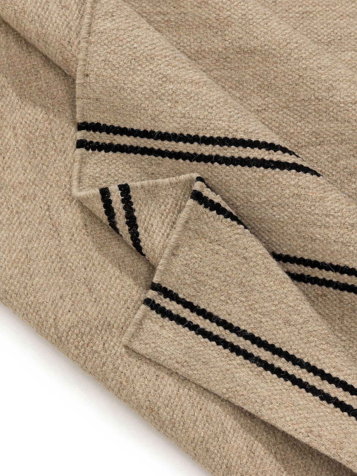 WOLLTEPPICH Kambiz Beige/Schwarz 250x350 cm - Beige, Textil (250/350cm) - benuta Pure