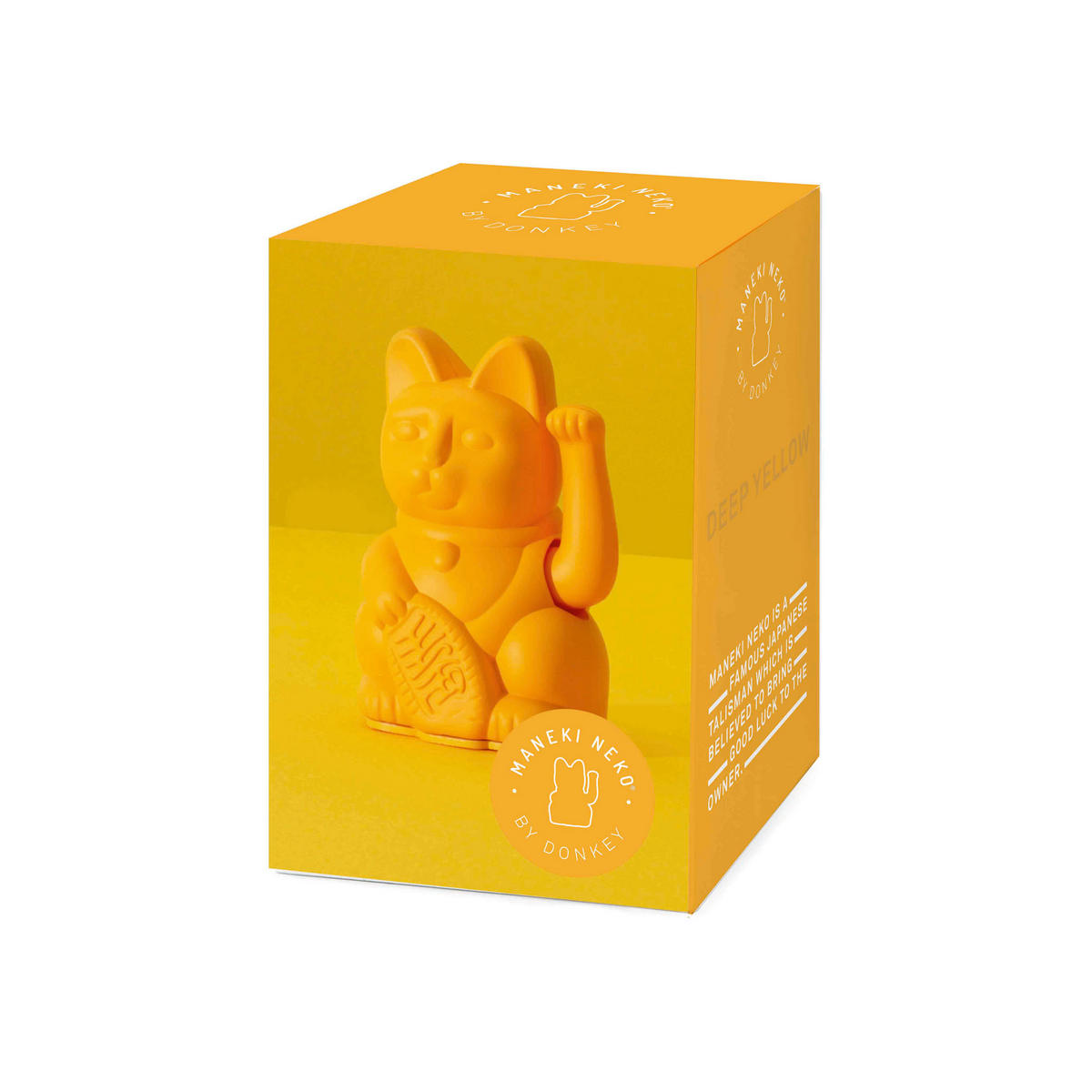 WINKEKATZE Lucky Cat Mini Maneki Neko, Kunststoff, Dunkelgelb, 9.8 cm - Gelb, Kunststoff (6.7/9.8/5.2cm) - Donkey Products