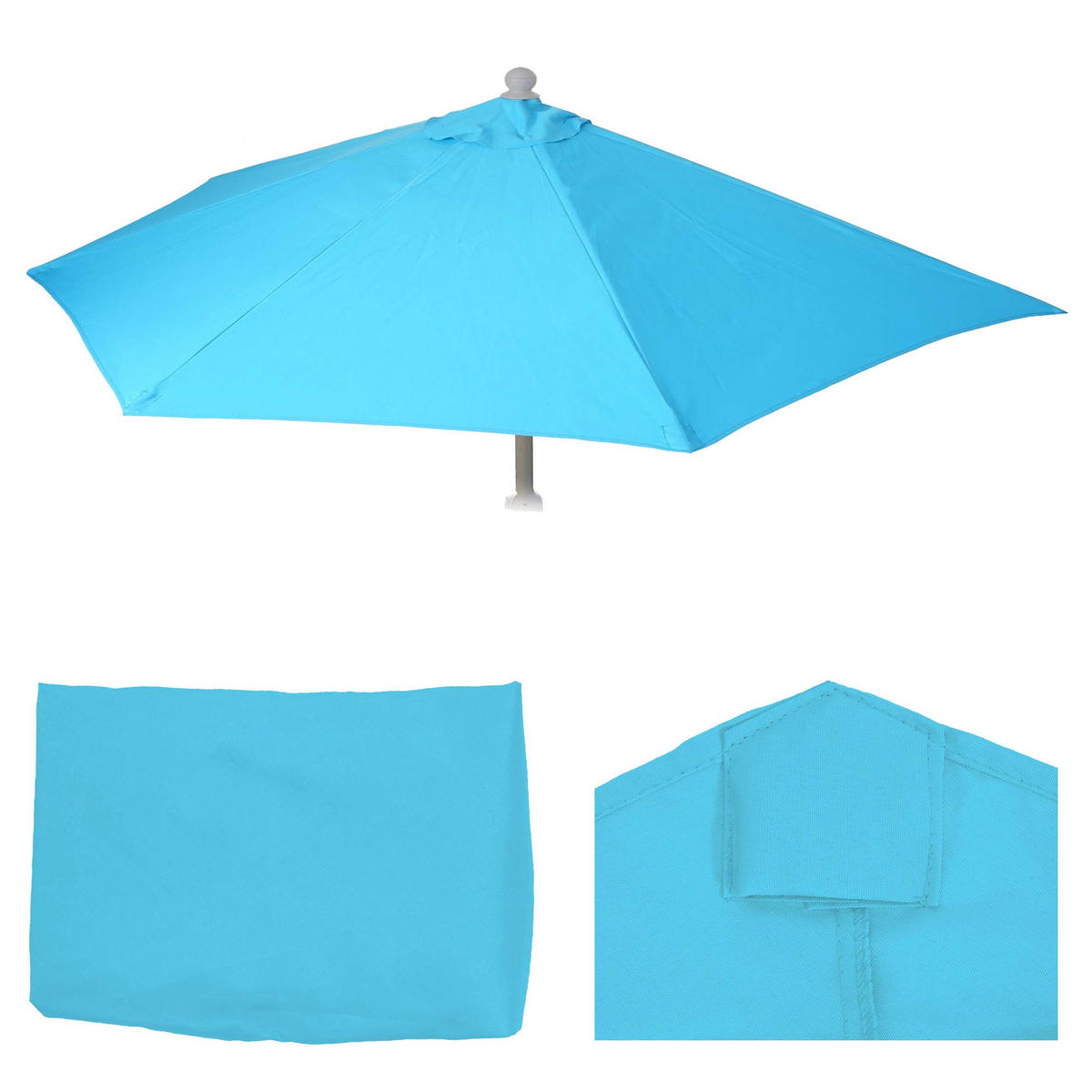 ERSATZ-BEZUG SONNENSCHIRM HALBRUND Türkis - Türkis, Textil (285/145cm) - MCW