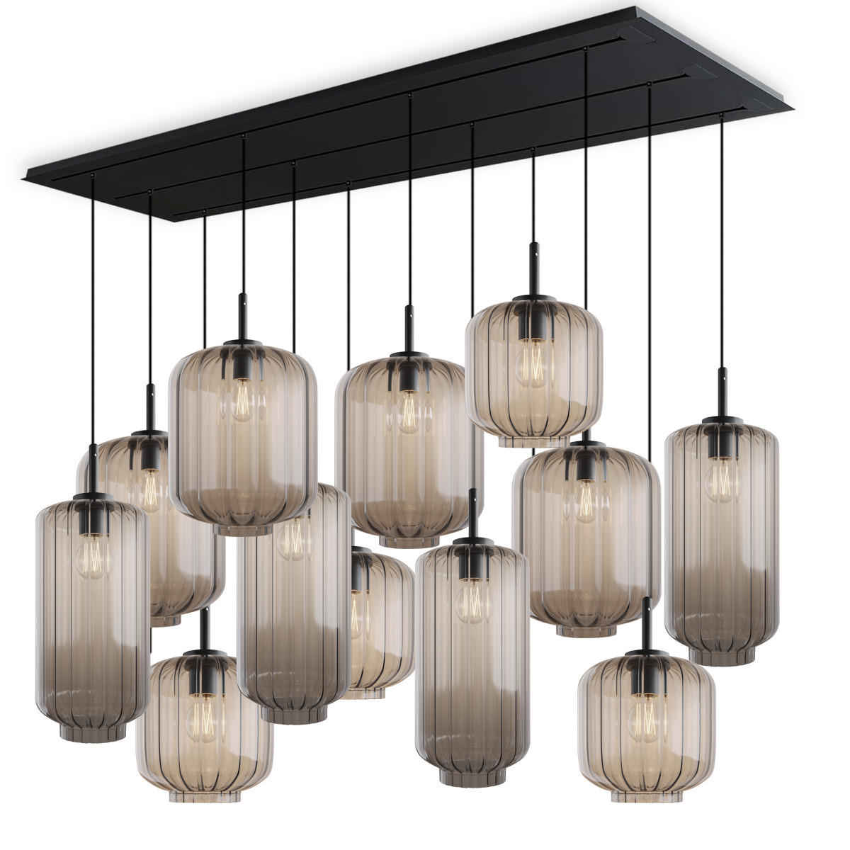 HÄNGELEUCHTE Velo 12-flammig Klar Ø 18/20/25cm - Klar/Schwarz, Glas (25/25/27cm) - s.luce
