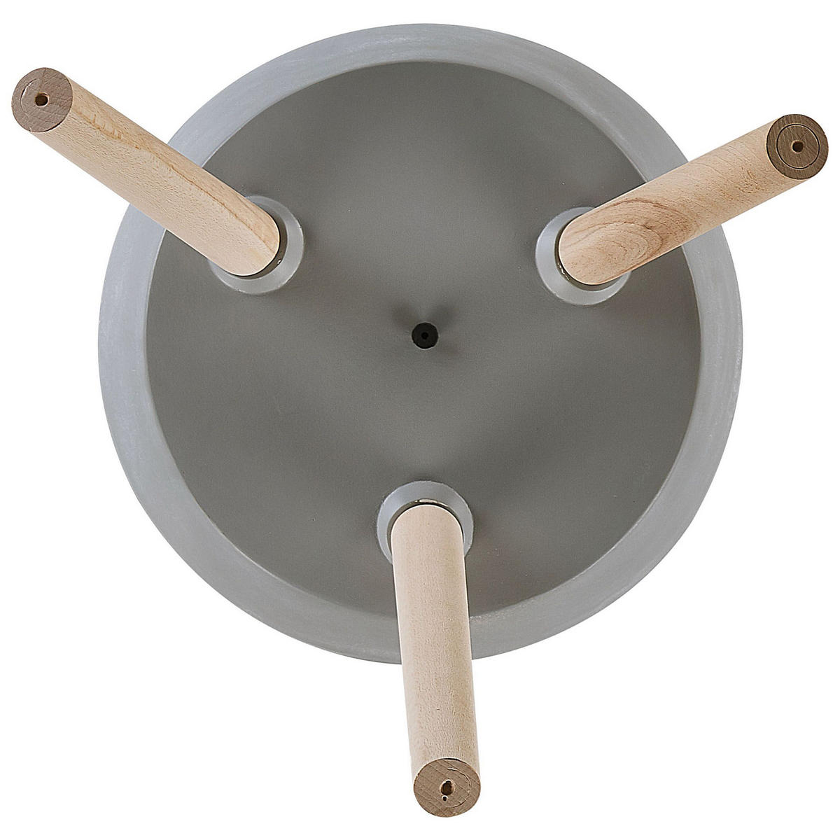 PFLANZENSTÄNDER hellgrau mit Holzbeinen 61 cm Malaki - Hellbraun/Hellgrau, Stein (61cm) - Beliani
