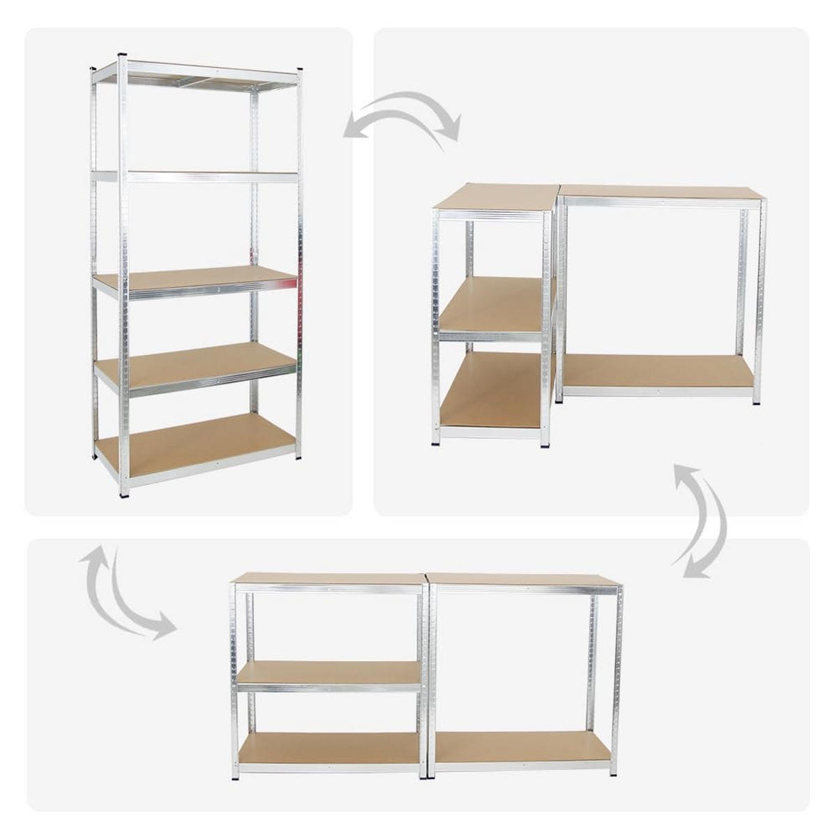 SCHWERLASTREGAL Giant Ragnar 2er-Set mit 2x 200x100x50 cm Fachlast 175 kg Verzinkt - Silberfarben, Metall (200/200/50cm) - PROREGAL