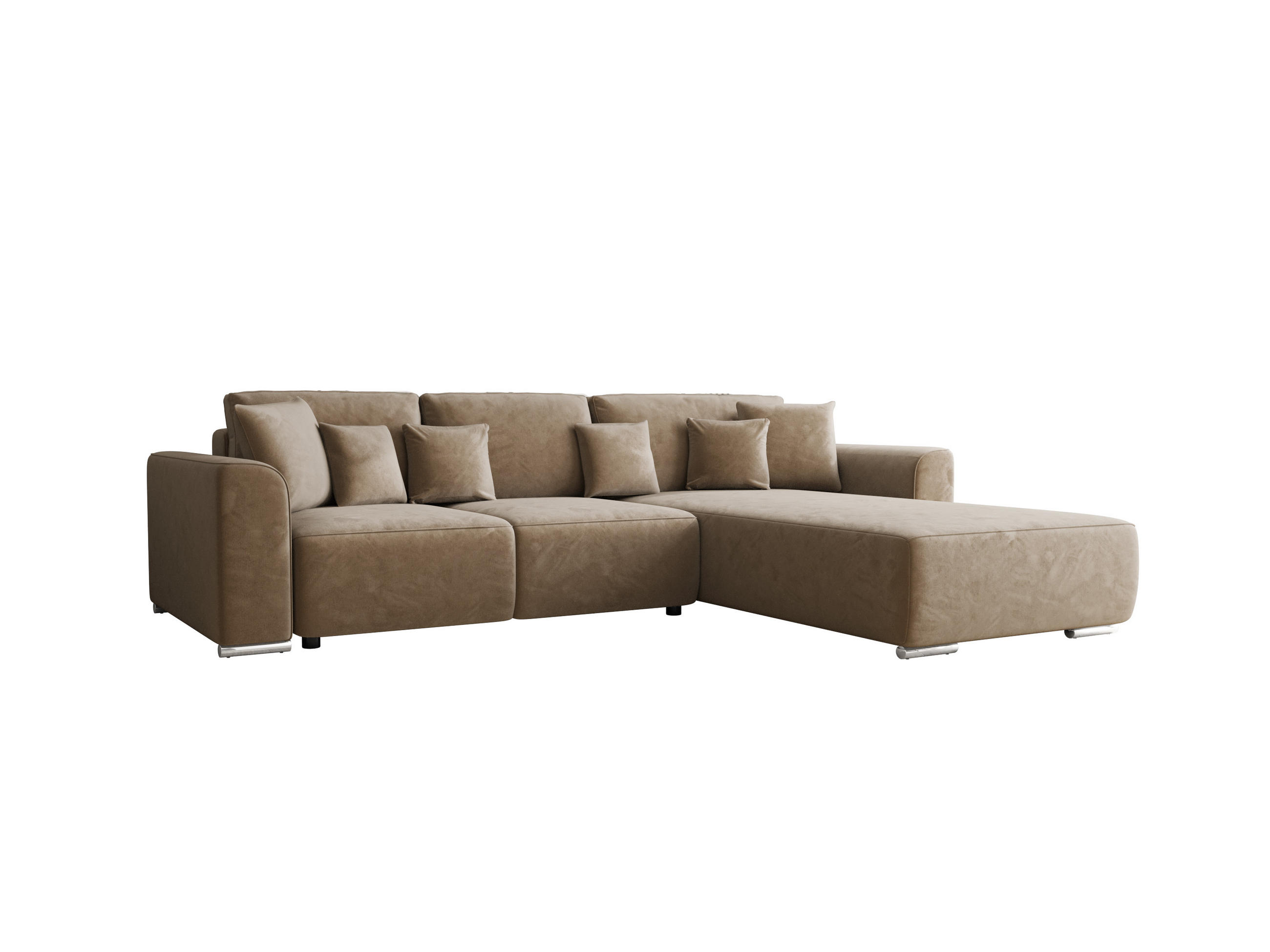 ECKSOFA GUSTO L Monolith 09 Rechts mit Schlaffunktion - Braun, Textil (279/193cm) - Bedante