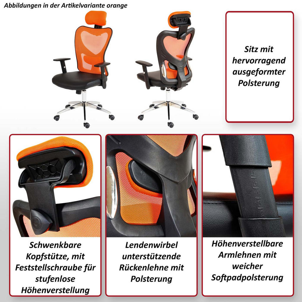 Thumbnail - MCW Profi-Bürostuhl, Rot, Textil, 67x136x71 cm, Arbeitszimmer, Bürostühle, Drehstühle