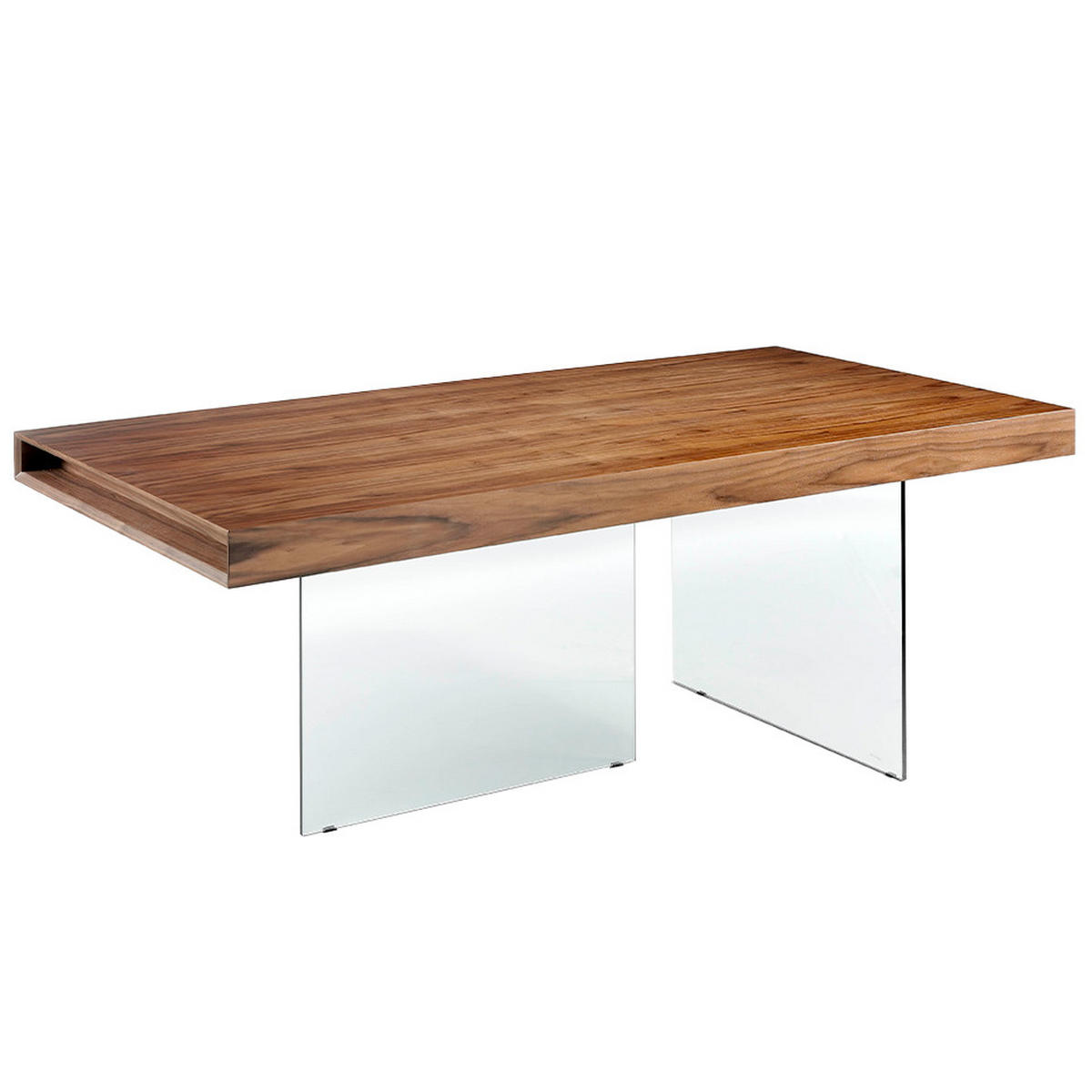 ESSTISCH Rechteckig Glas Walnuss 200/100/75 cm - Transparent/Walnussfarben, Glas/Holz (100/200/75cm) - ANGEL CERDA