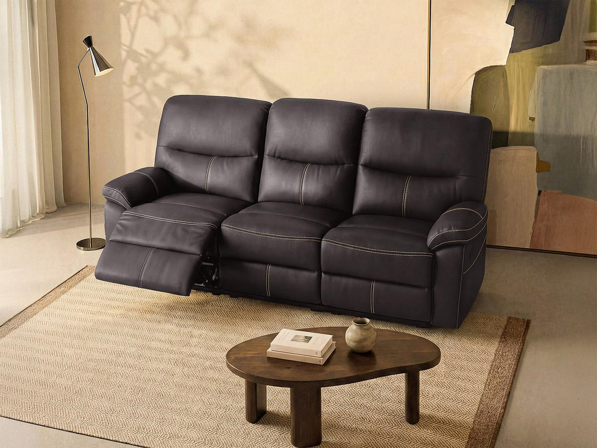 RELAXSOFA - 3 Personen - kunstleder - braun Canby - Braun, Leder (183/95/90cm) - Vente-Unique