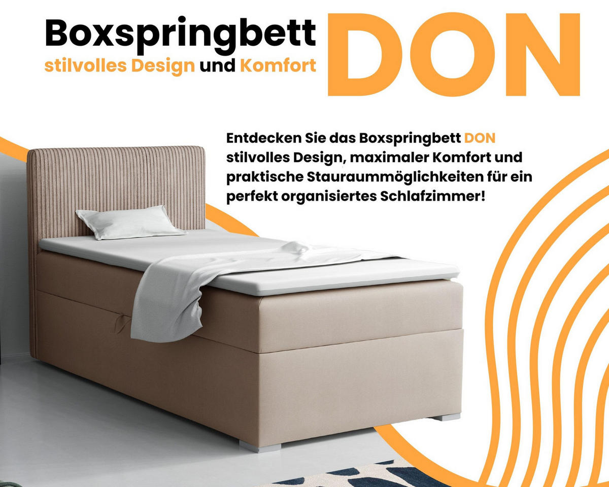 BOXBETT DON 100/200 Beige H4 Öffnung links - Beige, Holz/Holzwerkstoff (100/200cm) - Deine Möbel 24