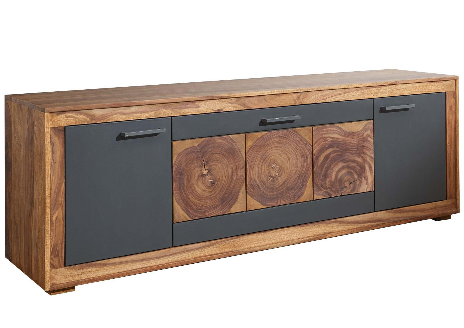 TV-BOARD Sheesham 178x46x62 gebeizt TURIN #07 - Braun, Holz (178/62/46cm) - Massivmoebel24
