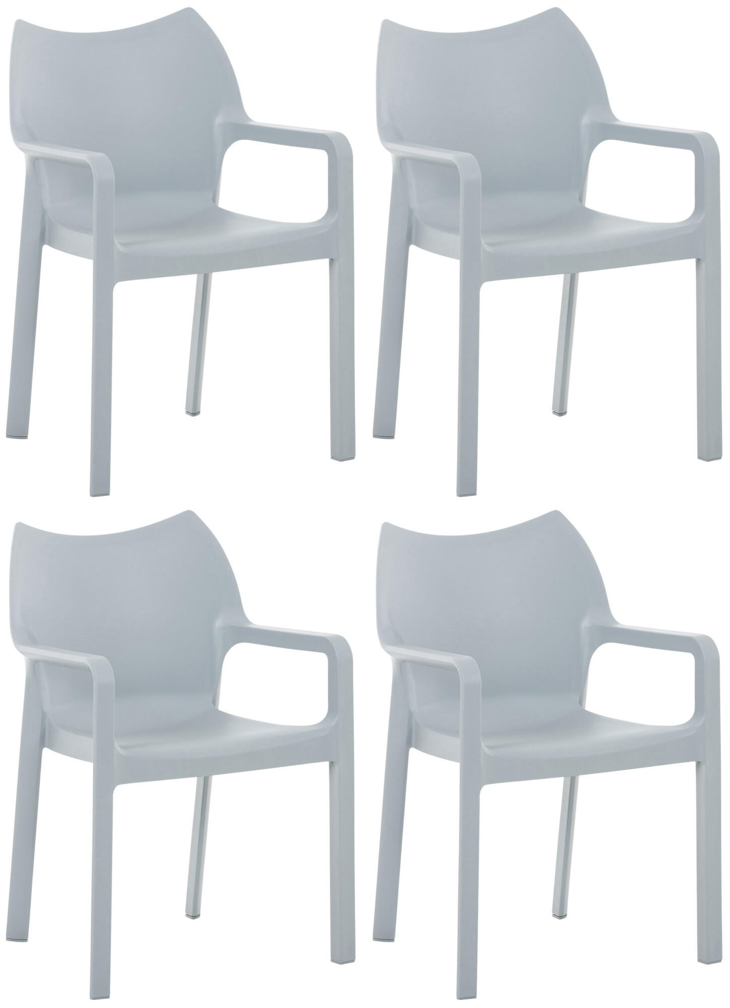 GARTENSTUHL 4er Set Kunststoff hellgrau - Hellgrau, Kunststoff (57/84/53cm) - CLP