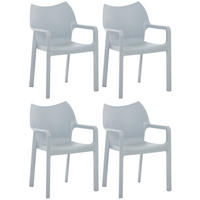 GARTENSTUHL 4er Set Kunststoff hellgrau - Hellgrau, Kunststoff (57/84/53cm) - CLP