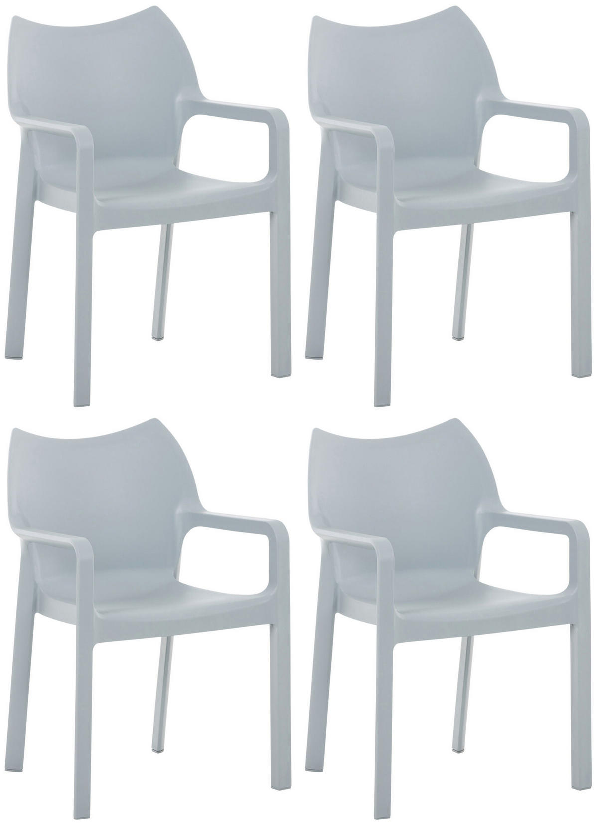 GARTENSTUHL 4er Set Kunststoff hellgrau - Hellgrau, Kunststoff (57/84/53cm) - CLP