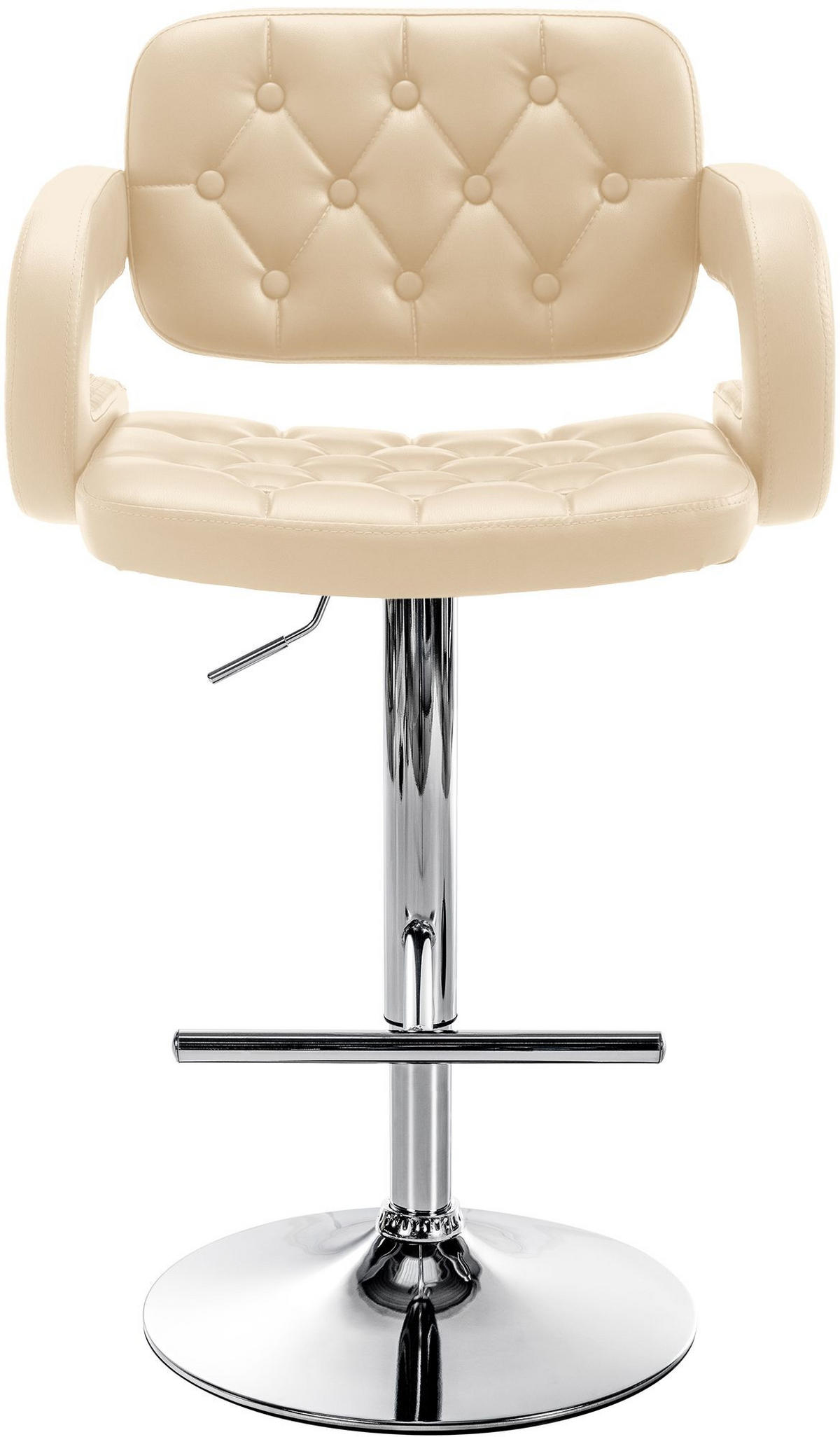 BARHOCKER Lederlook creme - Chromfarben/Creme, Textil/Metall (62/103/55cm) - CLP