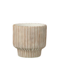 BLUMENTOPF RUND GESTREIFT Weiß - Weiß, Stein (23/22cm) - J-Line