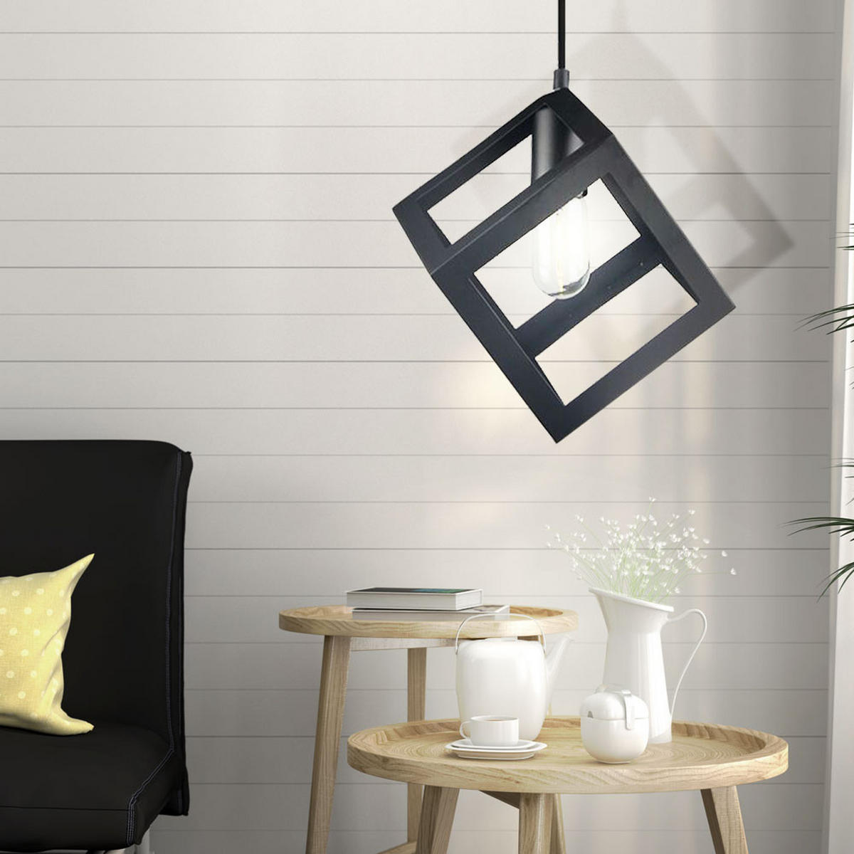 LED HÄNGELEUCHTE Schwarz Metallkäfig - Schwarz, Metall (22.5/22.5/102.5cm)