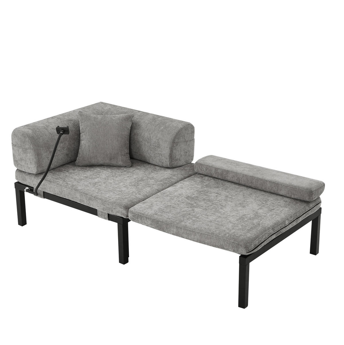 SCHLAFSOFA klappbar mit Ausziehbett Samt Hellgrau - Hellgrau, Holz (81/64/176cm) - Meubliv