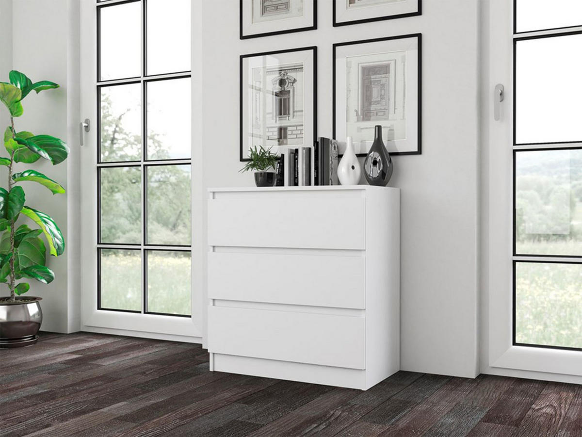 KOMMODE Malwa weiß, 75 x 70 x 40 cm - Weiß, Holzwerkstoff (70/75/40cm) - Selsey