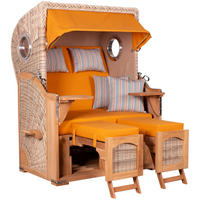 STRANDKORB Düne 2-Sitzer Teak Shell - Gelb/Braun, Holz/Metall (125/170/80cm) - Mr. Deko