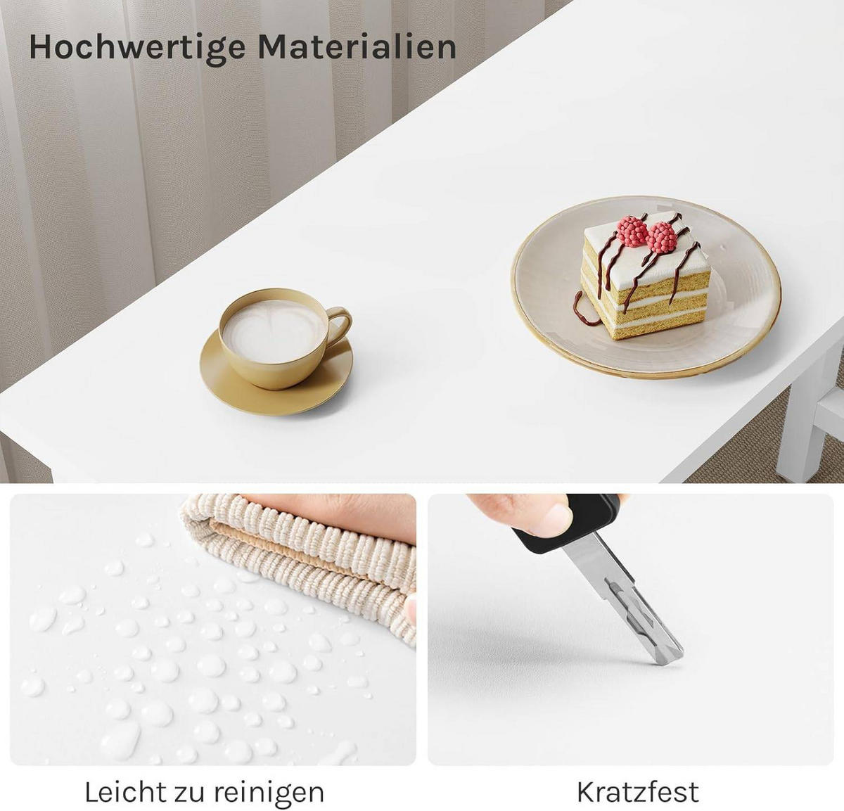 BARTISCH, aus MDF, Helle Eiche, 140x100x40cm - Weiß, Holzwerkstoff/Metall (40/140/100cm) - Woltu