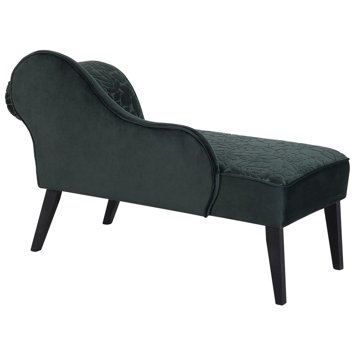 CHAISELONGUE Samtstoff dunkelgrün Blättermuster rechtsseitig Biarritz - Grün, Textil (116/77/56cm) - Beliani