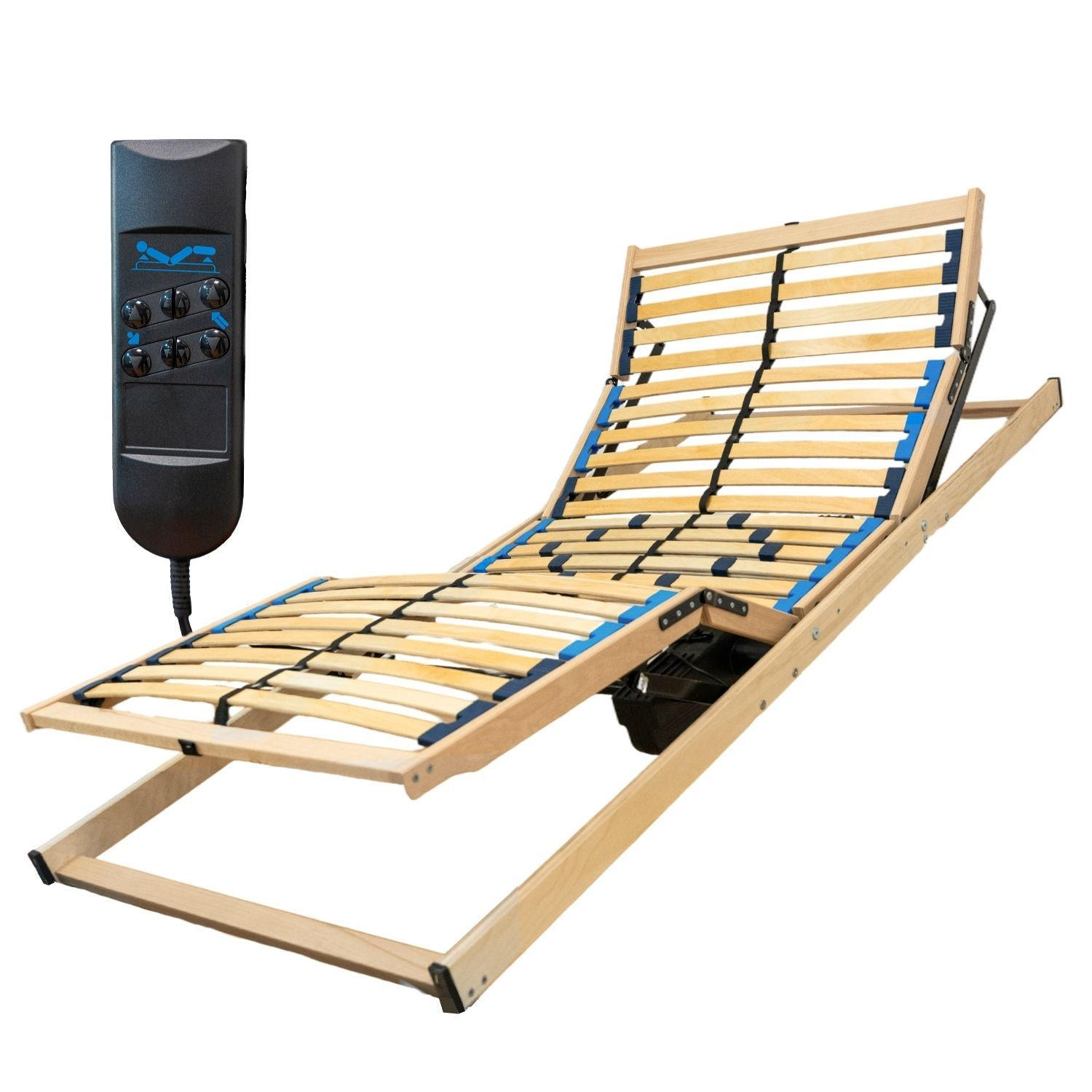 LATTENROST HARMONYFLEX mit Motor, komplett montiert, 120 x 200 cm - Naturfarben, Holz (120/200cm) - Reha-Schlafwelt