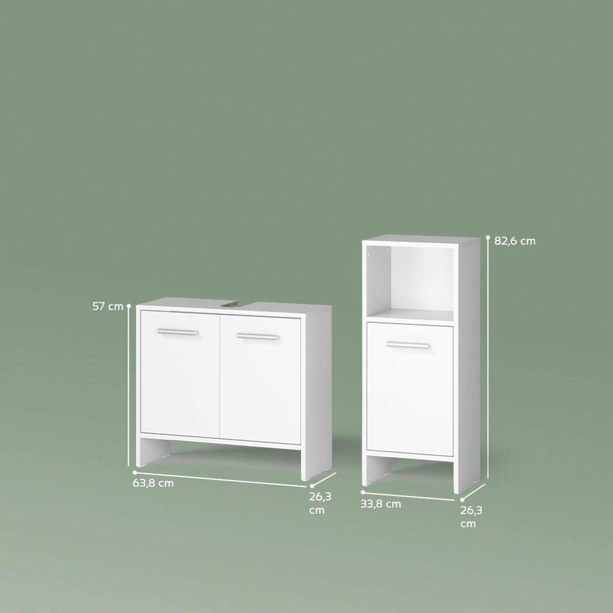 BADEZIMMERMÖBEL-SET Amalfi Weiß 2 Teile - Weiß, Holzwerkstoff (63.8/57/26.3cm) - Livinity®