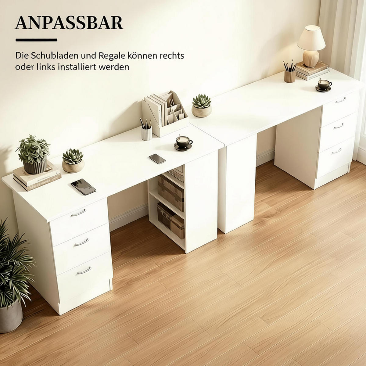 SCHREIBTISCH weiß 120 cm mit 3 Schubladen - Weiß, Holzwerkstoff (49/120/72cm) - Gisaae