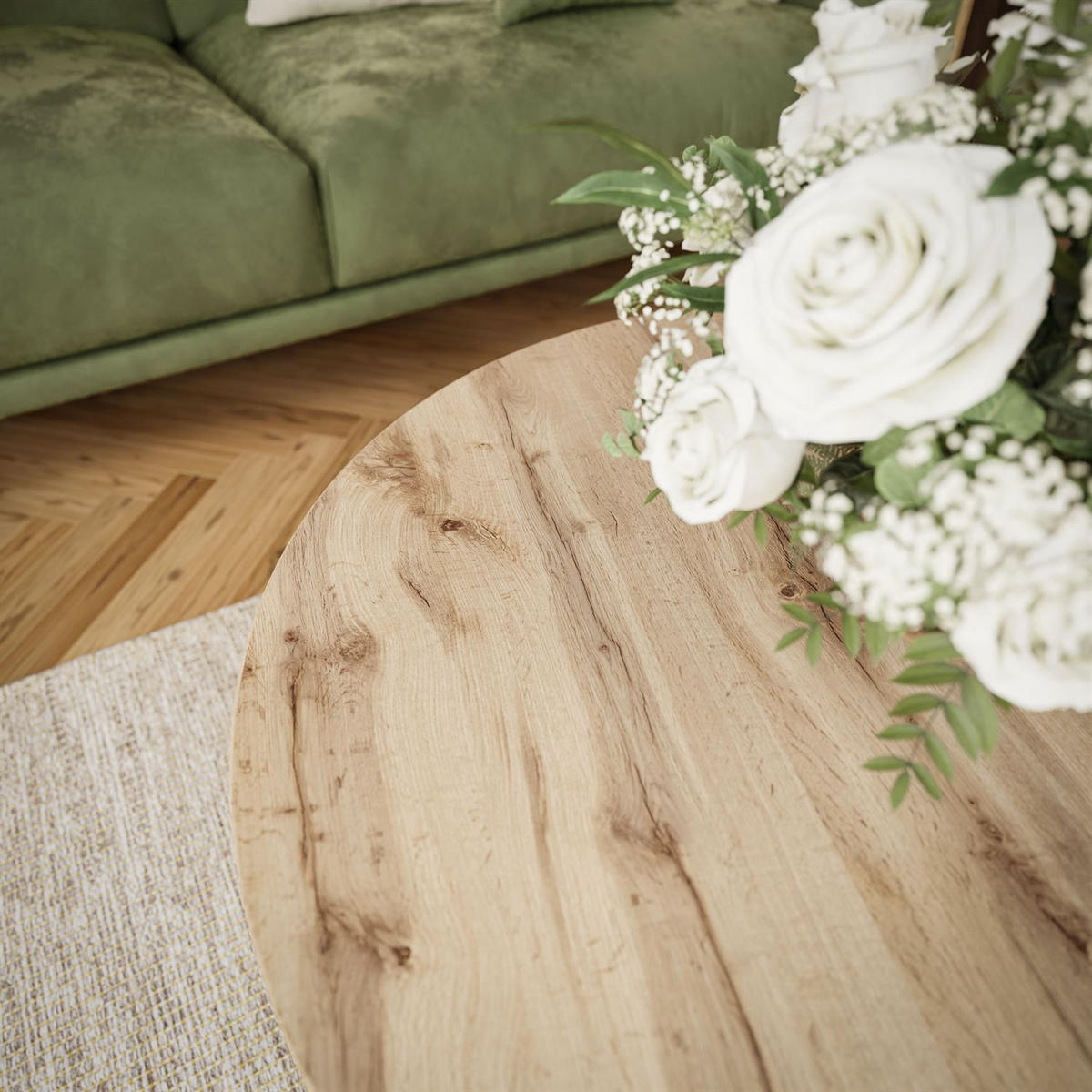 COUCHTISCH LORI LOFT - Eichefarben/Weiß, Holzwerkstoff (70/70/48cm) - Lookway