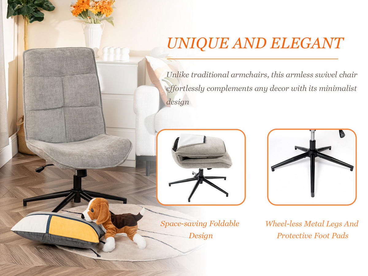 SESSEL 2er-Set, 360° drehbar, höhenverstellbar, ohne Armlehnen, Wildlederoptik, Grau - Grau, Textil (61/95/53cm) - Meubles Cosy