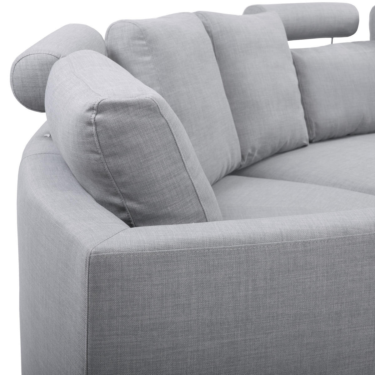 7-SITZER-SOFA mit Ottomane Polyester Grau Rotunde - Grau, Textil (448/76/236cm) - Beliani