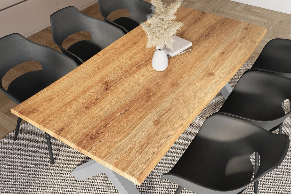 ESSTISCH JULIUS X - Wildeiche/Silberfarben, Holz (100/200/77cm) - SAM