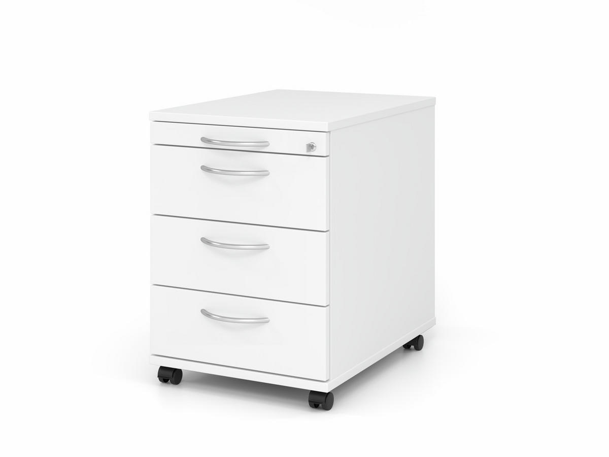 BÜROMÖBEL Basic Office in Weiß mit Elementen in Asteiche-Dekor und in Graphit 6 teilig - Weiß, Holzwerkstoff (120/80/200cm)