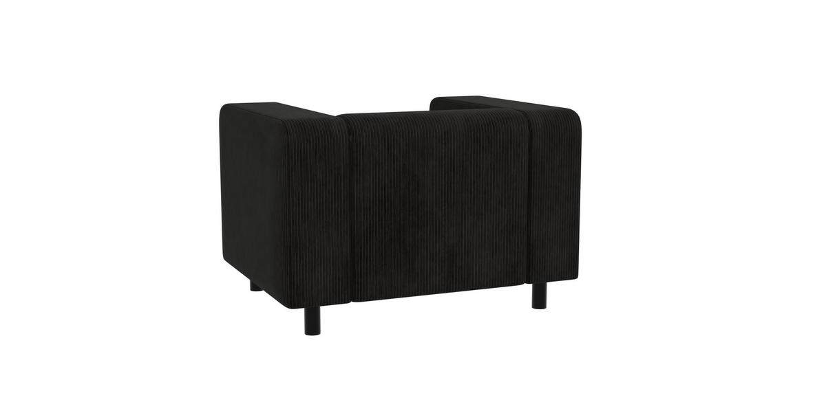 SITZGARNITUR 3+1 Tove Schwarz Cord - Schwarz, Holz/Kunststoff (175/65/80cm) - S-Style Möbel