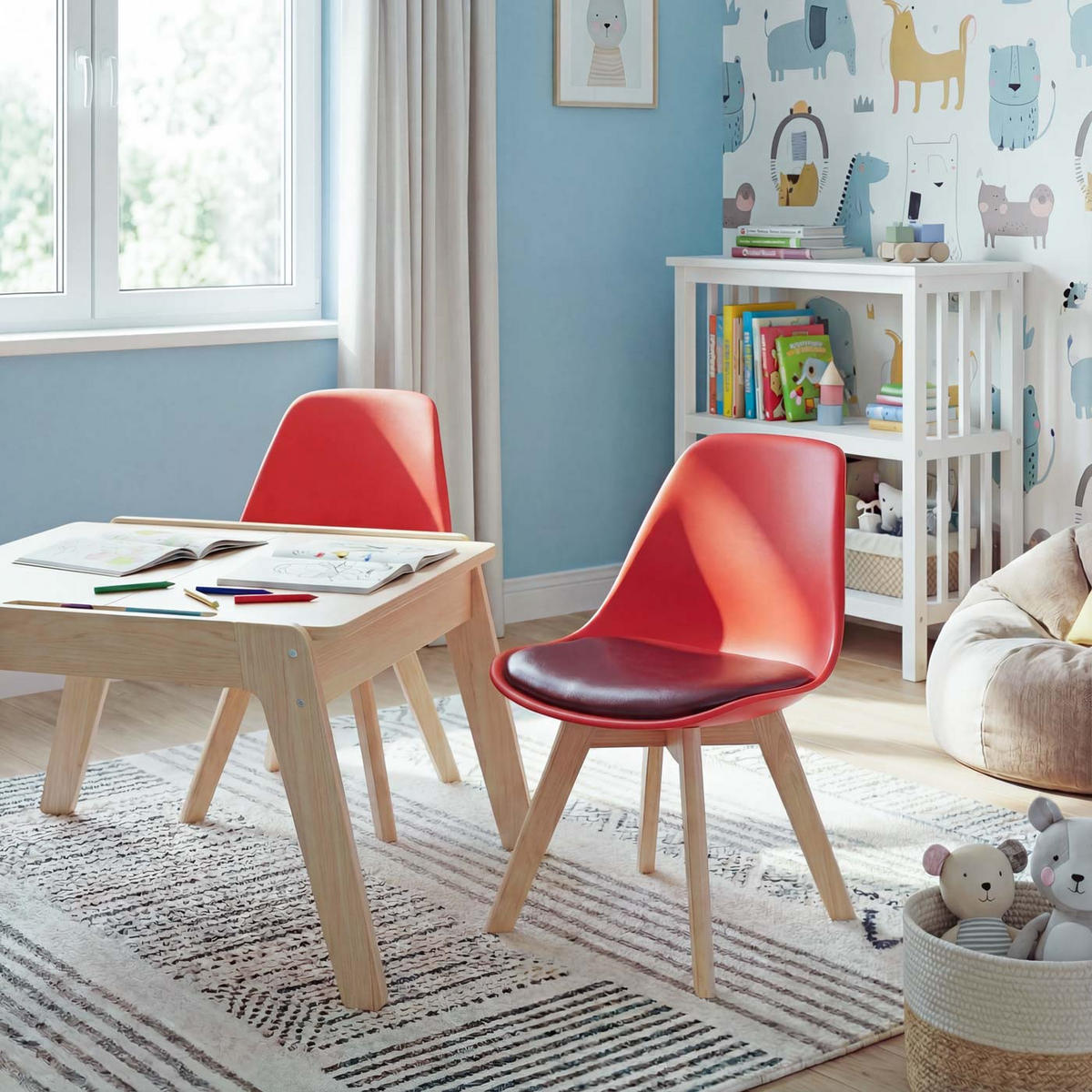 KINDERSTUHL Rot 2er-Set - Rot, Textil (38/55/39cm) - MCW